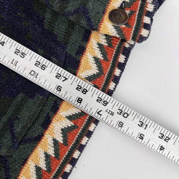 Polo Ralph Lauren Aztec Sweater Size Medium Multicolor Knit Cardigan Pullover - Picture 7 of 9